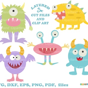 INSTANT Download. Funny monsters svg cut files. Monster clip art. Personal and commercial use. M_84.