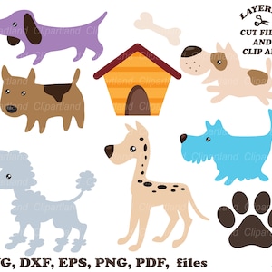 Téléchargement instantané. Svg chien mignon couper fichier pour Cricut, Silhouette et clipart. La licence commerciale est incluse ! J_1.