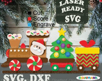 Christmas Train SVG Laser Cut File, Santa Express Shelf Sitter (Digital Download)