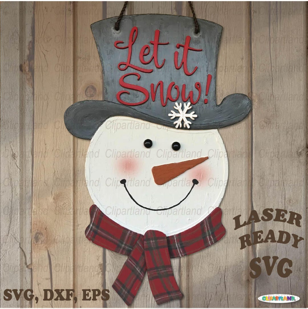 INSTANT Download. Christmas Let It Snow Door Hanger Svg Cut File for