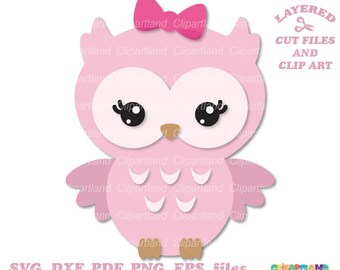 Girly Owl SVG Cut File, Clipart (Commercial License)