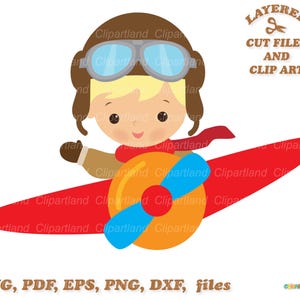 SOFORTIGER Download. Junge Pilot. Niedliche Flieger svg Schnittdateien.  Persönliche und kommerzielle Nutzung. A_3.