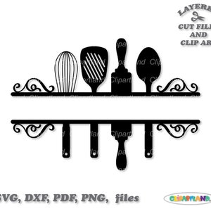 INSTANT Download. Kitchen split monogram svg cut file and clip art. Commercial license is included ! Ksm_1.