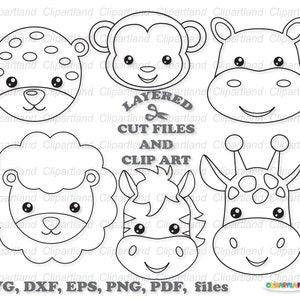 Directe download. Persoonlijk en commercieel gebruik is inbegrepen! Jungle dieren worden geconfronteerd met omtrek gesneden bestanden en illustraties. Dieren stencil. Af_12