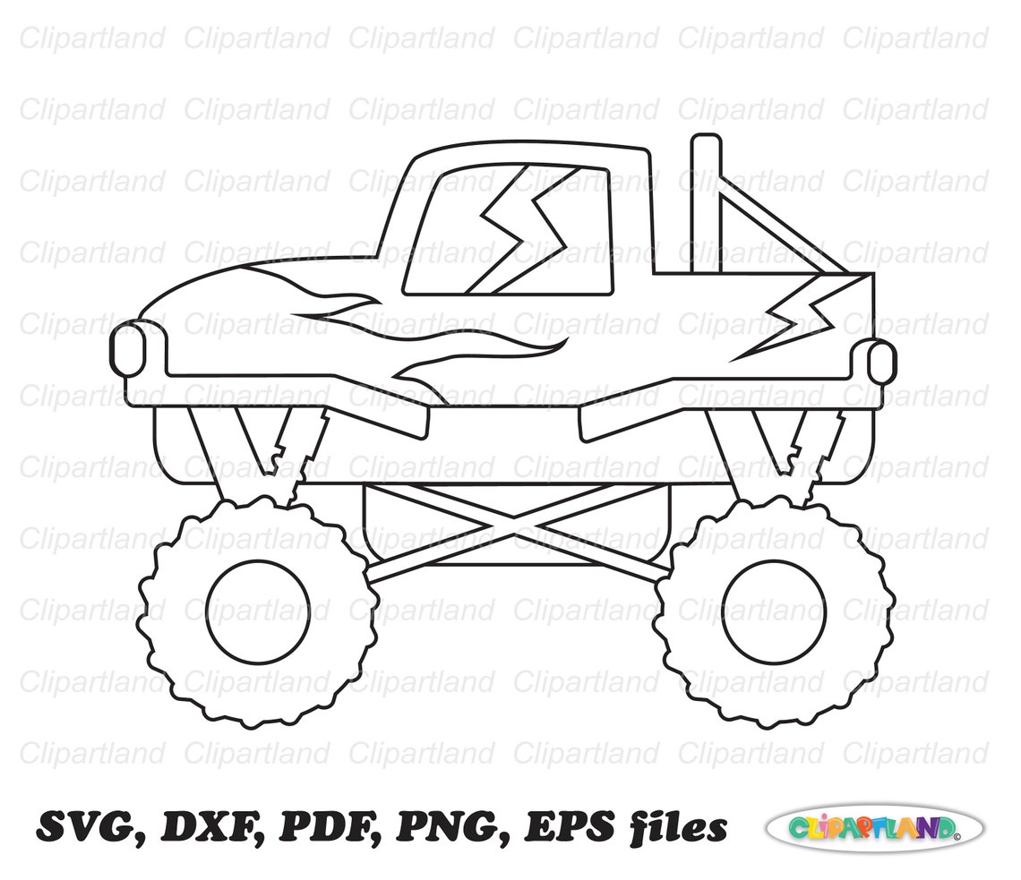 INSTANT Download. Monster Truck Outline Svg Cut File and Clip - Etsy
