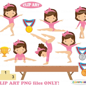 Download instantâneo. Clipart de ginástica feminina. Cgym_17. Uso pessoal e comercial.