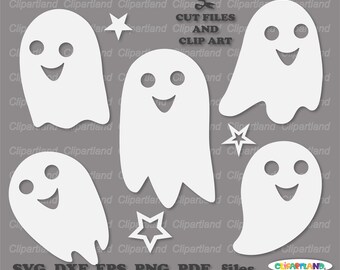 Cute Halloween Ghost SVG Cut File, Clipart (Digital Download)