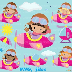 INSTANT Download. Aviator girl clip art. Ca_9. Personal and commercial use.