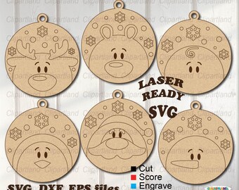 Christmas Ornament SVG Bundle | Paintable Laser Cut File (Digital Download)