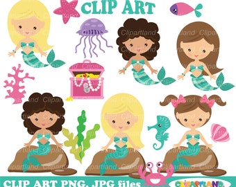 INSTANT Download. Personal and Commercial use included! Mermaid clip art. M_46.