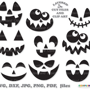 INSTANT Download. Halloween pumpkin face svg cut files and clip art.  Commercial license is included. Hp_4.