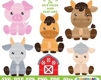 Cute Farm Animals Clipart & Cut Files Bundle (Commercial License)