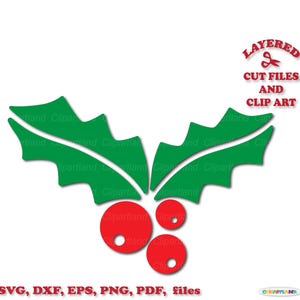 Descarga instantánea. Archivo de corte svg de bayas de acebo de Navidad y imágenes prediseñadas. Uso personal y comercial. H_2.
