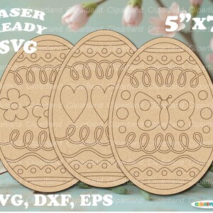 Téléchargement instantané. Kit de peinture SVG. Ensemble d'oeufs de Pâques à colorier bricolage. Fichier svg découpé sur une seule ligne pour laser. E_42.