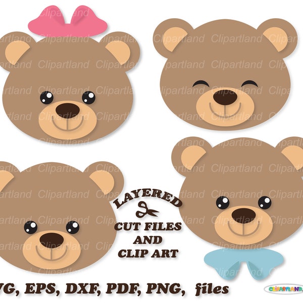 INSTANT Download. Cute Teddy bear face svg cut files. Personal and commercial use. Bf_1.