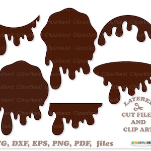 INSTANT Download. Commercial license is included! Dripping chocolate borders bundle cut files and clip art. Db_5.