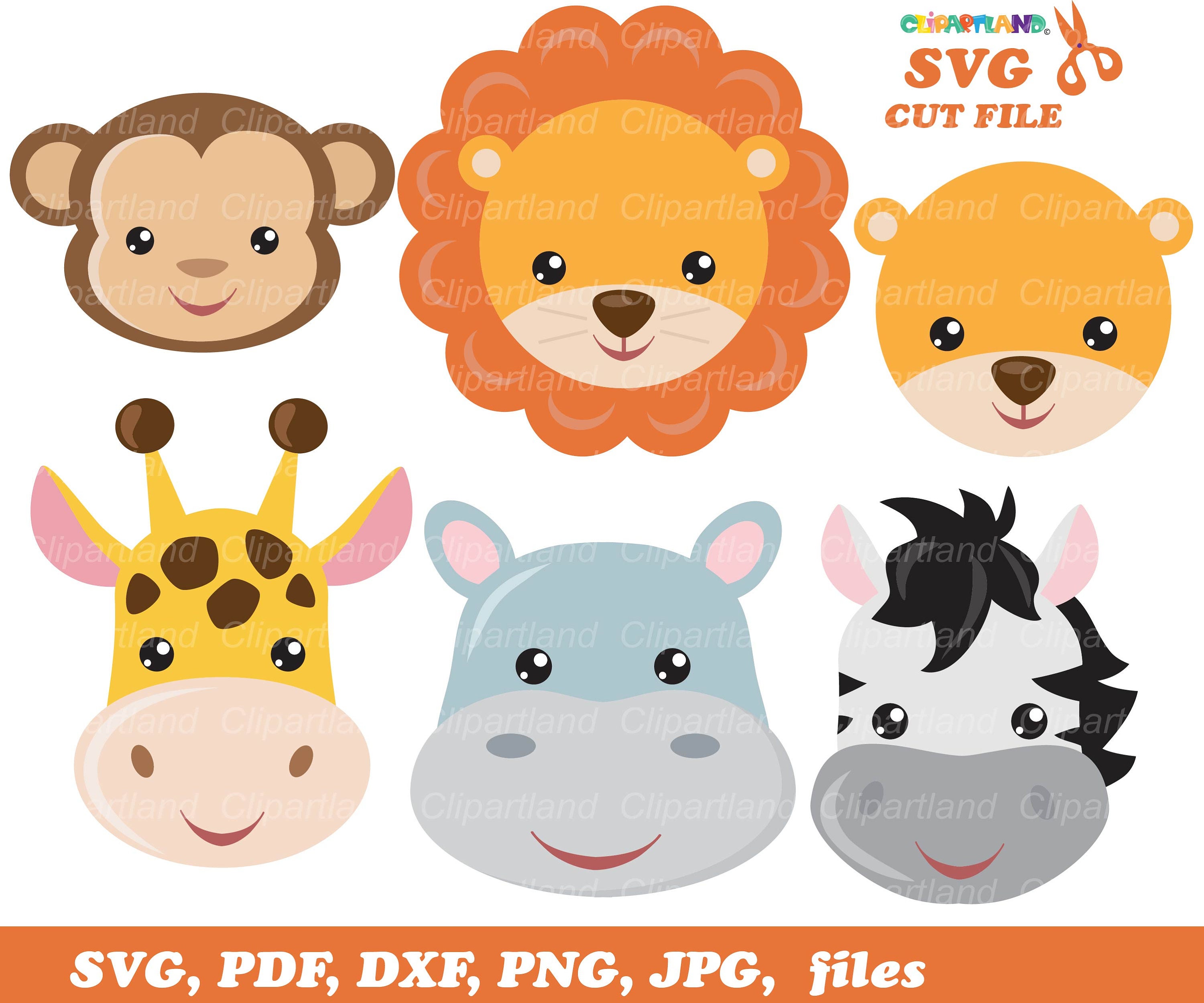 INSTANT Download. Jungle Animal Face Cut Files. Svg Cut Files. Etsy UK