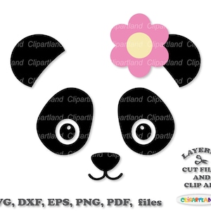 Download instantâneo. Arquivo de corte e clipart svg de rosto de panda fofo. Licença comercial incluída! Pf_1.