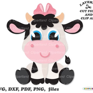 Téléchargement instantané. Mignon assis vache svg couper des fichiers et des images clipart. Utilisation personnelle et commerciale. C_14.