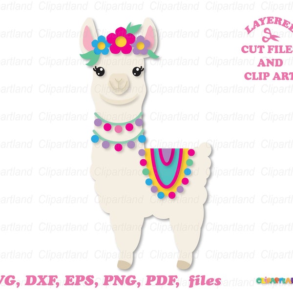 INSTANT Download. Commercial license is included! Cute llama  cut file and clip art. L_17.