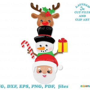 Téléchargement instantané. Joli Noël, père Noël, renne et bonhomme de neige svg, fichiers de coupe dxf et clipart. S_1.