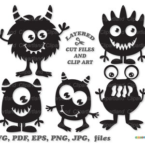 SOFORTIGER Download. Süße und lustige kleine Monster Silhouette Dateien und ClipArt. Kommerzielle Lizenz ist enthalten! M_37.
