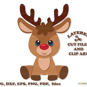 Directe download. Leuke kerst rendieren SVG gesneden bestanden en illustraties. Persoonlijk en commercieel gebruik. R_28.