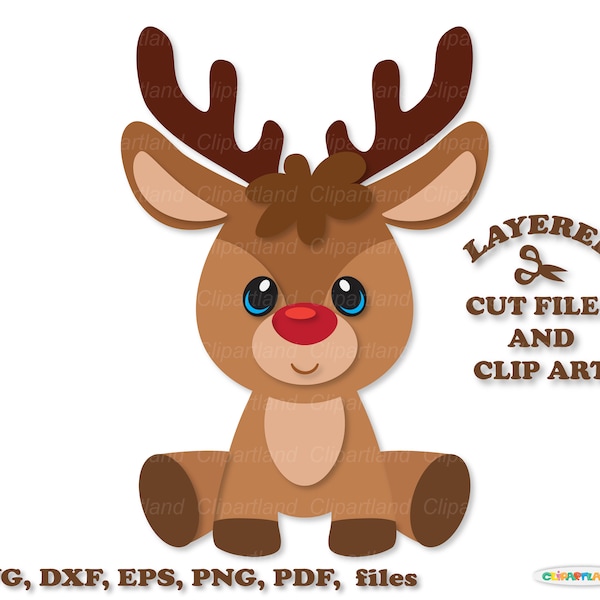 INSTANT Download. Cute Christmas reindeer svg cut files and clip art. Personal and commercial use. R_28.