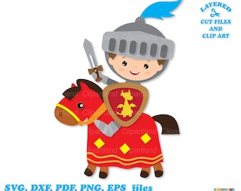 Cute Knight Clipart, Medieval Dragon Shield (SVG, PNG, PDF)
