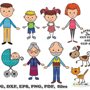 SOFORTIGER Download. Niedliche Strichmännchen Menschen, Verwandte, Familie svg Schnittdateien und Clip Art. Kommerziell bis zu 500 Verwendungen! Sf_5.