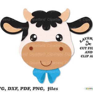 NSTANT Download. Cute cartoon cow face svg cut file and clip art. Commercial license is included! C_5.