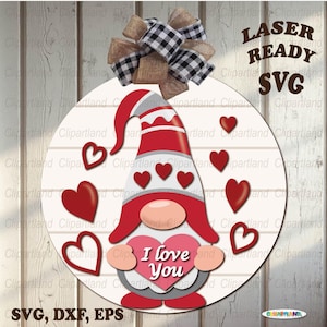 SOFORTIGER Download. Happy Valentine day Wichtel Türschild zum Laserschneiden. Türschild. Glowforge, cnc Laserdatei svg. G_1.