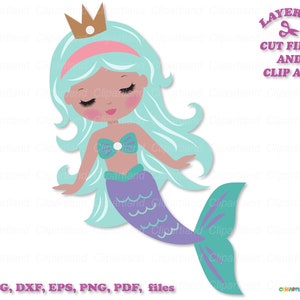 Download instantâneo. Arquivo de corte e clipart svg de linda princesa do mar, menina sereia. M_50.