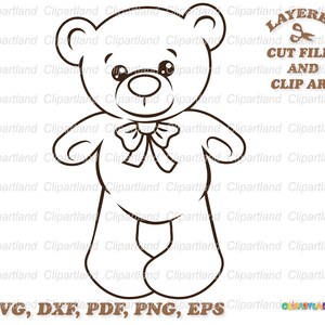 SOFORTIGER DOWNLOAD. Niedlicher Teddybär Junge Umriss geschnitten Datei und Clip Art. Persönliche und kommerzielle Nutzung. B_39.
