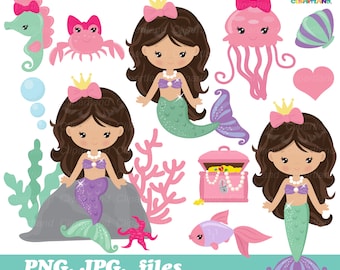 INSTANT Download. Mermaids clip art. Cm_113. Personal and commercial use.
