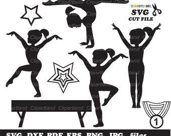 INSTANT Download. Gymnastics svg cut files and clip art. G_41. Personal and commercial use.