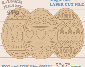 INSTANT Download. SVG Paint kit. Easter DIY Coloring Easter Eggs set. Single line svg cut file for laser. E_7.
