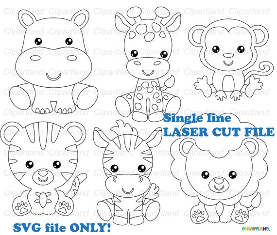 INSTANT Download.Jungle animals single line svg cut file for laser. Commercial license is included ! JaL_9.