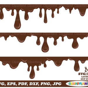 Directe download. Persoonlijk en commercieel gebruik is inbegrepen! Vloeibare chocolade druipende rand SVG en DXF gesneden bestanden en illustraties. Cdb_4.