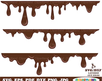 INSTANT Download. Personal and Commercial use is included! Liquid chocolate dripping border svg and dxf cut files and clip art. Cdb_4.