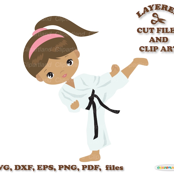 INSTANT Download. Karate girl cut files and clip art. Commercial license is included! K_2.