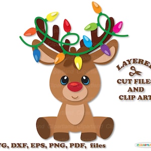 Directe download. Leuke kerst rendieren SVG gesneden bestanden en illustraties. Persoonlijk en commercieel gebruik. R_29.