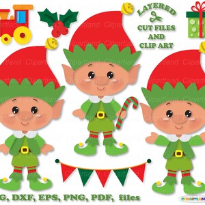 Téléchargement instantané. Fichiers de coupe svg mignon elfe de Noël. Usage personnel et commercial. Ce_37.