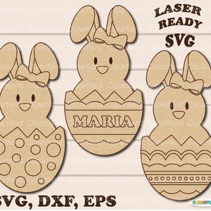 Descarga INMEDIATA. Kit de pintura SVG. Juego de huevos de Pascua para colorear DIY de conejita de Pascua. Archivo de corte SVG de escuadrón de Pascua para láser. E_47.