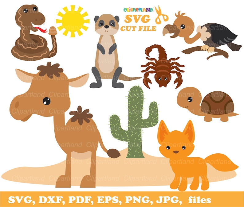 Desert Animals Clip Art and Cut Files (Digital Download) image 1