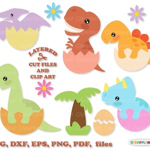 Téléchargement instantané. Fichier de coupe svg bébé dinosaure et clipart. Usage personnel et commercial. J_27.