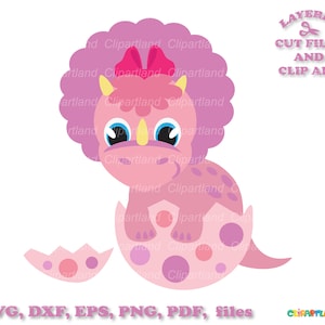 Descarga instantánea. Lindo cumpleaños bebé dinosaurio en huevo svg archivos cortados y imágenes prediseñadas. Uso personal y comercial. D_45.
