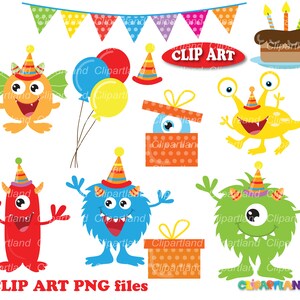 INSTANT Download. Cute birthday monsters clip art. Cmb_2. Personal and commercial use. image 1