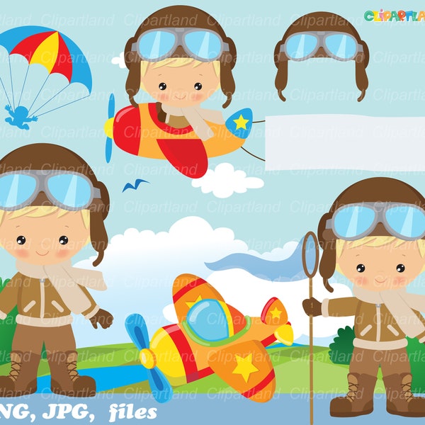 INSTANT Download. Aviator clip art. Boy clip art. Ca_ 10. Personal and commercial use.