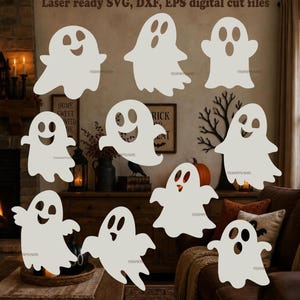 Rolig Halloween-spöken paket svg laserskuren fil (SVG, DXF, EPS)